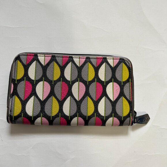 Vera Bradley Accordian Wallet Moon Drops Faux Leather Zip Around Wallet Retired - Picture 2 of 6